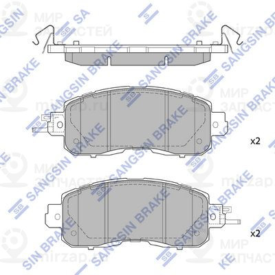 Комплект тормозных колодок, дисковый тормоз SANGSIN SP1765