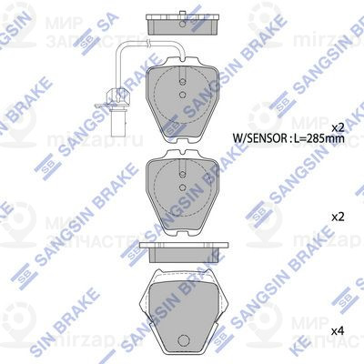 Комплект тормозных колодок, дисковый тормоз SANGSIN SP1790