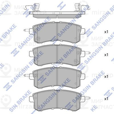 Комплект тормозных колодок, дисковый тормоз SANGSIN SP1801
