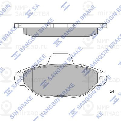 Комплект тормозных колодок, дисковый тормоз SANGSIN SP1807A