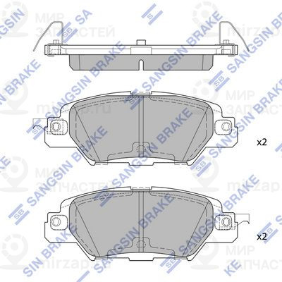 Комплект тормозных колодок, дисковый тормоз SANGSIN SP1860SD