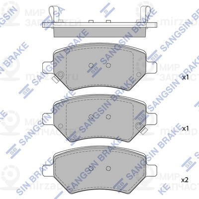 Комплект тормозных колодок, дисковый тормоз SANGSIN SP2134