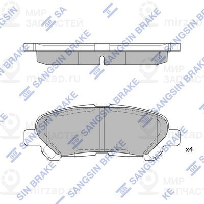 Комплект тормозных колодок, дисковый тормоз SANGSIN SP2136