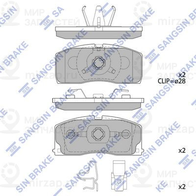 Комплект тормозных колодок, дисковый тормоз SANGSIN SP2154