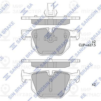 Комплект тормозных колодок, дисковый тормоз SANGSIN SP2157