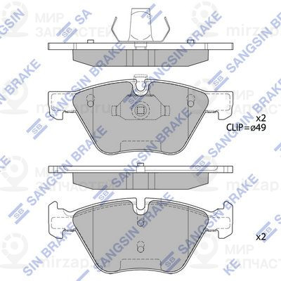 Комплект тормозных колодок, дисковый тормоз SANGSIN SP2159