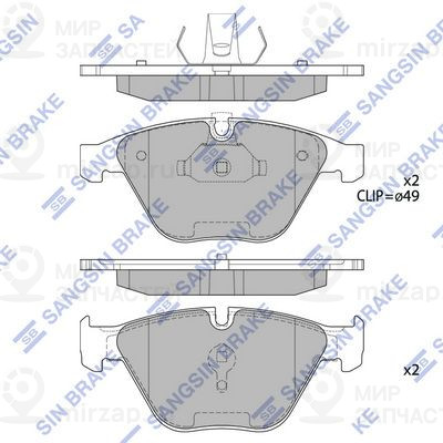 Комплект тормозных колодок, дисковый тормоз SANGSIN SP2210