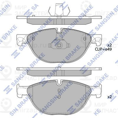 Комплект тормозных колодок, дисковый тормоз SANGSIN SP2212