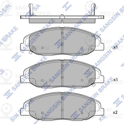 Комплект тормозных колодок, дисковый тормоз SANGSIN SP2255