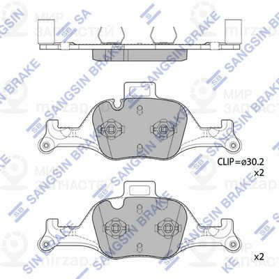 Комплект тормозных колодок, дисковый тормоз SANGSIN SP2601