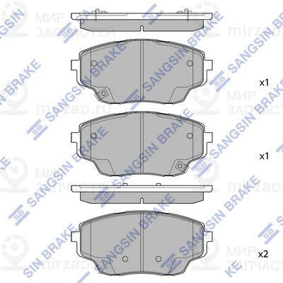 Комплект тормозных колодок, дисковый тормоз SANGSIN SP2749