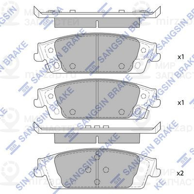 Комплект тормозных колодок, дисковый тормоз SANGSIN SP4011