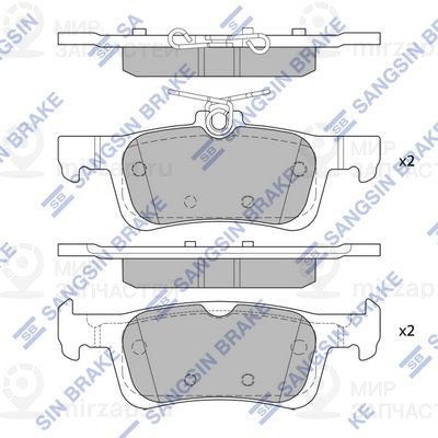 Комплект тормозных колодок, дисковый тормоз SANGSIN SP4036