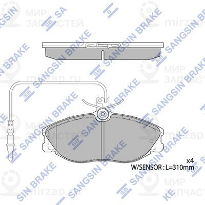 Комплект тормозных колодок, дисковый тормоз SANGSIN SP4045