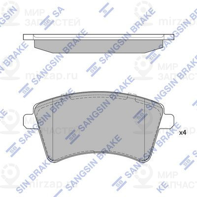 Комплект тормозных колодок, дисковый тормоз SANGSIN SP4059