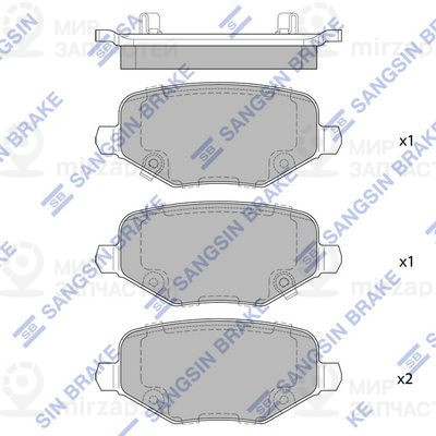 Комплект тормозных колодок, дисковый тормоз SANGSIN SP4079