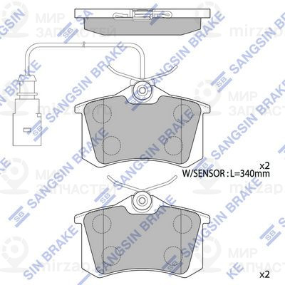 Комплект тормозных колодок, дисковый тормоз SANGSIN SP4107