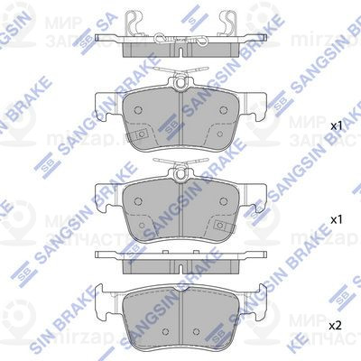 Комплект тормозных колодок, дисковый тормоз SANGSIN SP4127