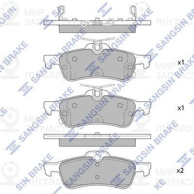 Комплект тормозных колодок, дисковый тормоз SANGSIN SP4133