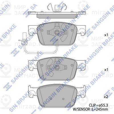 Комплект тормозных колодок, дисковый тормоз SANGSIN SP4134