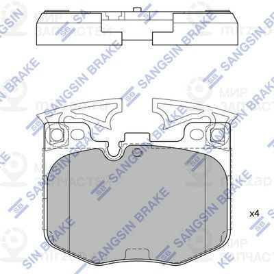 Комплект тормозных колодок, дисковый тормоз SANGSIN SP4139
