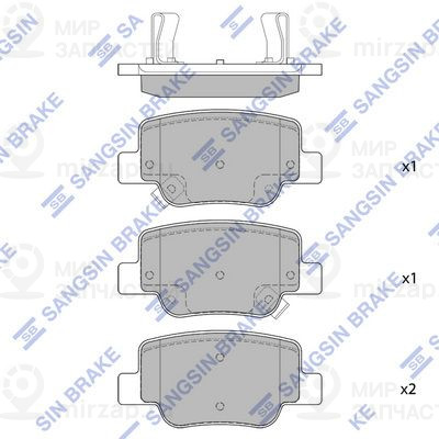 Комплект тормозных колодок, дисковый тормоз SANGSIN SP4142