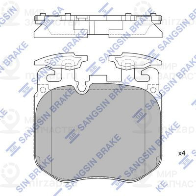 Комплект тормозных колодок, дисковый тормоз SANGSIN SP4174