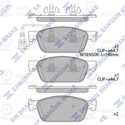 Комплект тормозных колодок, дисковый тормоз SANGSIN SP4203