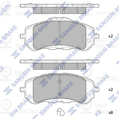 Комплект тормозных колодок, дисковый тормоз SANGSIN SP4210