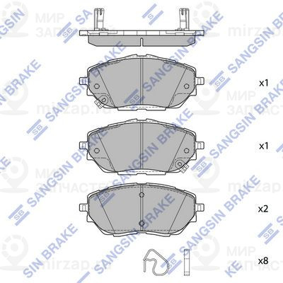Комплект тормозных колодок, дисковый тормоз SANGSIN SP4213