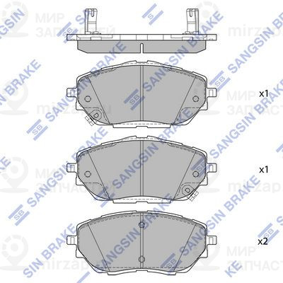 Комплект тормозных колодок, дисковый тормоз SANGSIN SP4213A