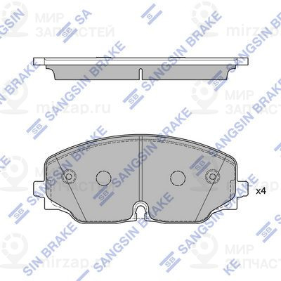 Комплект тормозных колодок, дисковый тормоз SANGSIN SP4265