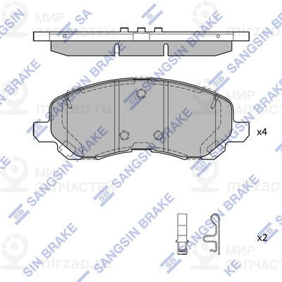 Комплект тормозных колодок, дисковый тормоз SANGSIN SP4277