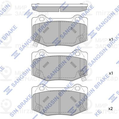 Комплект тормозных колодок, дисковый тормоз SANGSIN SP4306