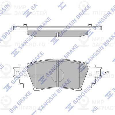 Комплект тормозных колодок, дисковый тормоз SANGSIN SP4309