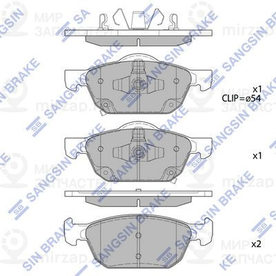 Комплект тормозных колодок, дисковый тормоз SANGSIN SP4365
