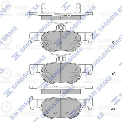 Комплект тормозных колодок, дисковый тормоз SANGSIN SP4382