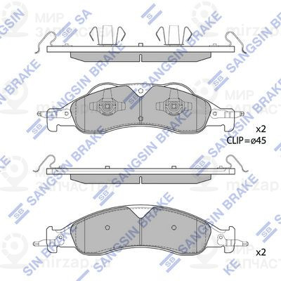 Комплект тормозных колодок, дисковый тормоз SANGSIN SP4383