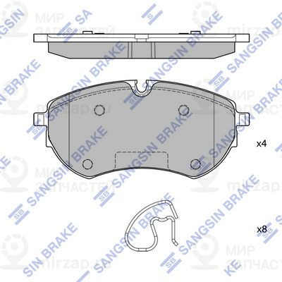 Комплект тормозных колодок, дисковый тормоз SANGSIN SP4401