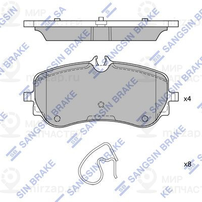 Комплект тормозных колодок, дисковый тормоз SANGSIN SP4402