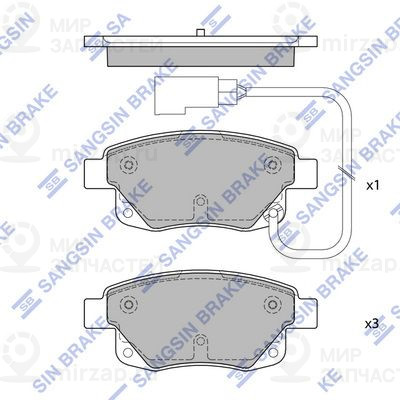 Комплект тормозных колодок, дисковый тормоз SANGSIN SP4404
