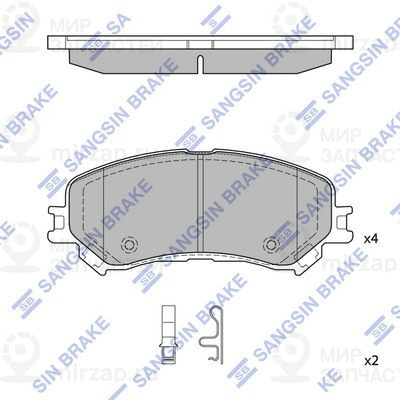 Комплект тормозных колодок, дисковый тормоз SANGSIN SP4408