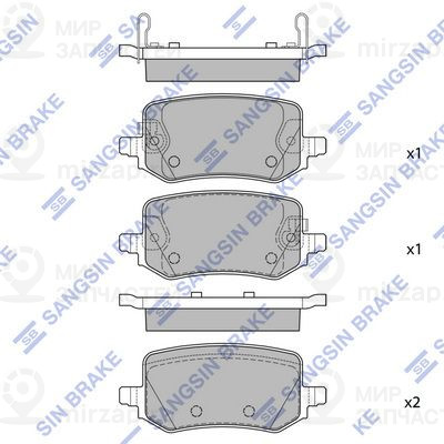 Комплект тормозных колодок, дисковый тормоз SANGSIN SP4411