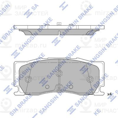 Комплект тормозных колодок, дисковый тормоз SANGSIN SP4441