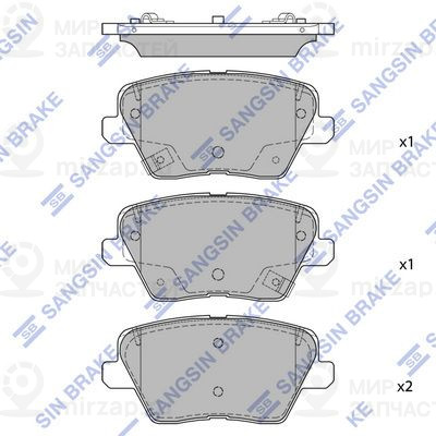Комплект тормозных колодок, дисковый тормоз SANGSIN SP4442