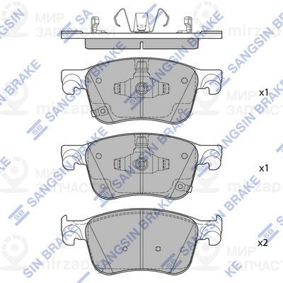 Комплект тормозных колодок, дисковый тормоз SANGSIN SP4444