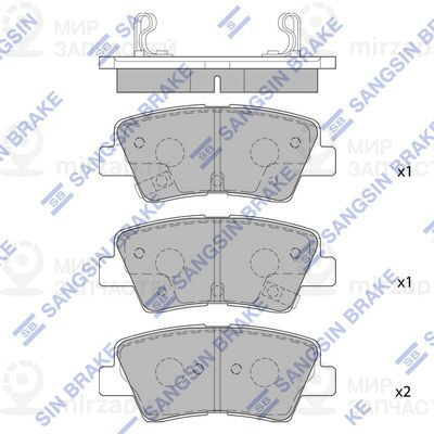Комплект тормозных колодок, дисковый тормоз SANGSIN SP4459
