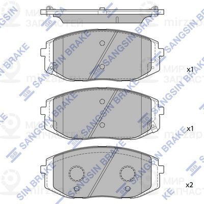 Комплект тормозных колодок, дисковый тормоз SANGSIN SP4509