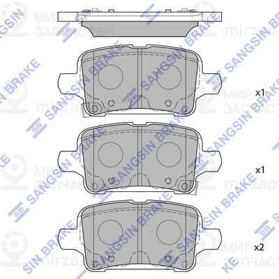 Комплект тормозных колодок, дисковый тормоз SANGSIN SP4536