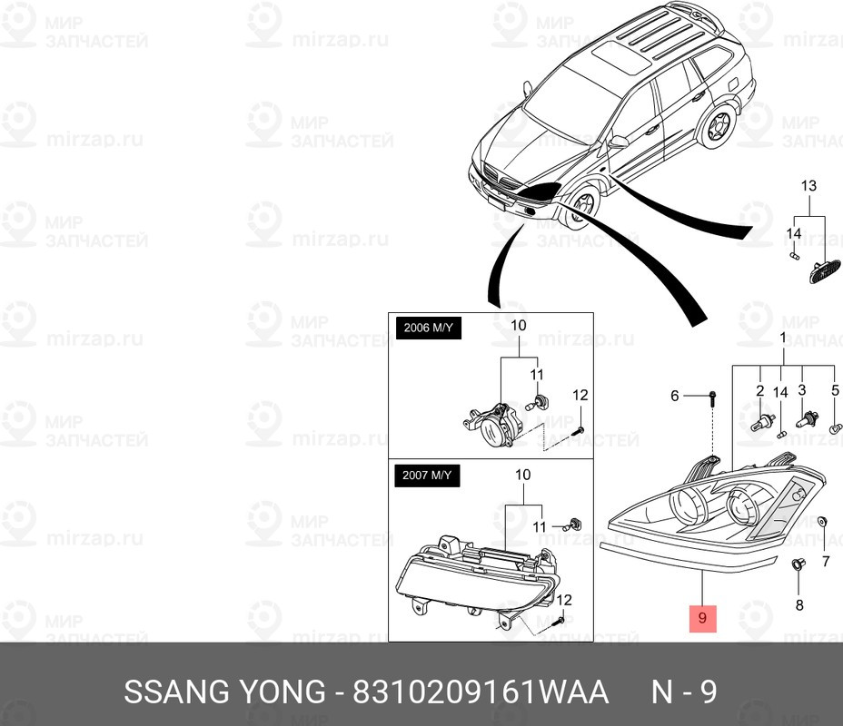 Запчасть SSANGYONG 8310209161WAA